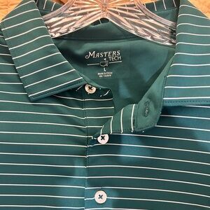Masters Teal Striped Polo Shirt
